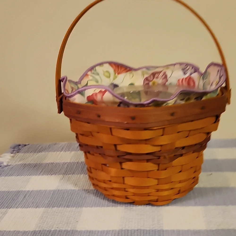 Longaberger May Series Morning Glory Basket with Floral Liner
